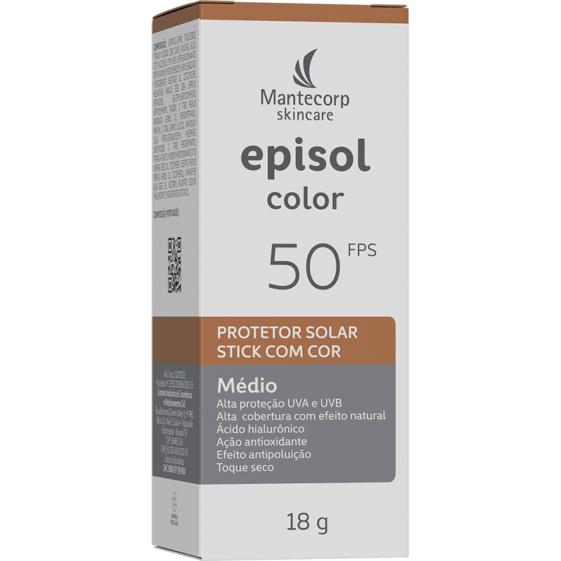 Protetor Solar Episol Facial FPS 50 Cores Stick Médio 18g