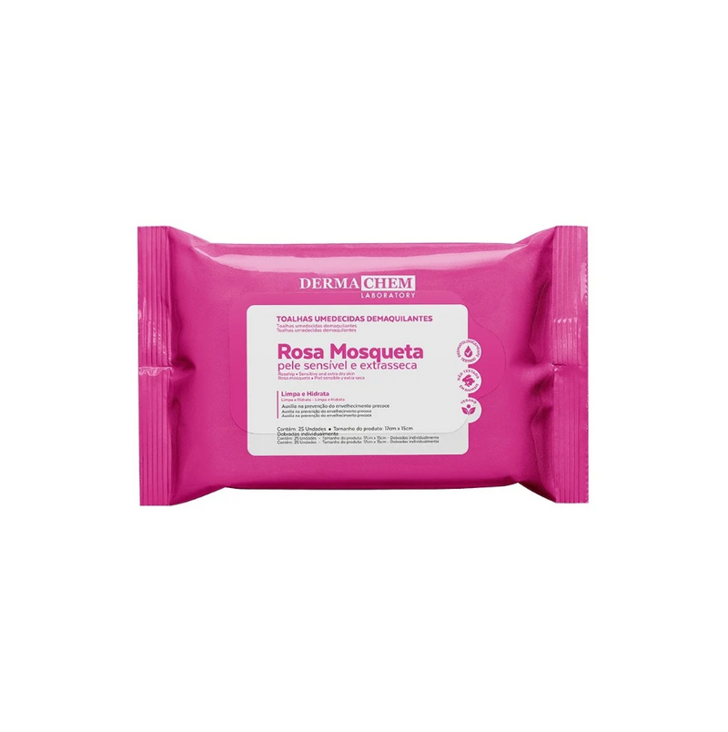 Lenços Demaquilante Rosa Mosqueta 25un