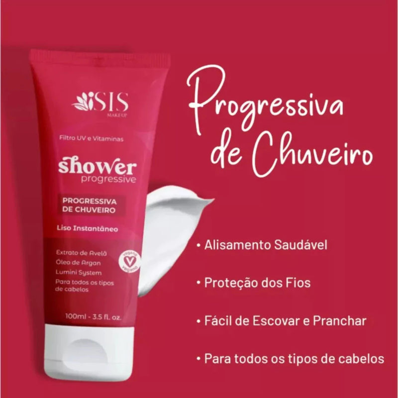 kit Progressiva de Chuveiro Sem Formol Brilho Intenso ISIS Shampoo que Alisa