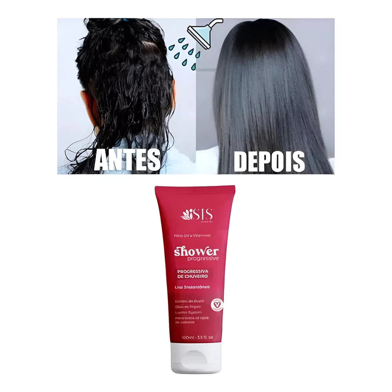 kit Progressiva de Chuveiro Sem Formol Brilho Intenso ISIS Shampoo que Alisa